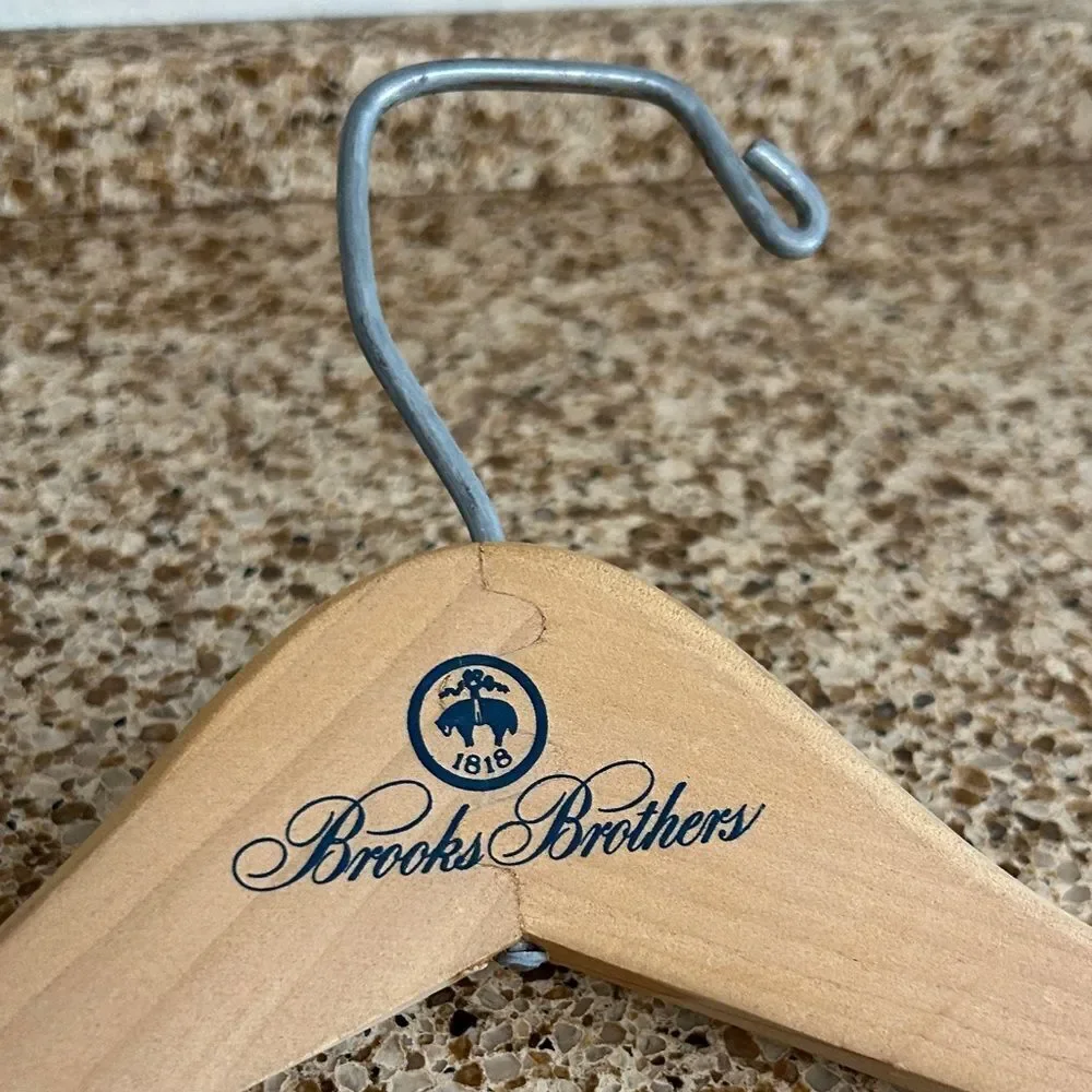 Brooks Brothers Light Tan Tongue and Groove Wooden Hangers